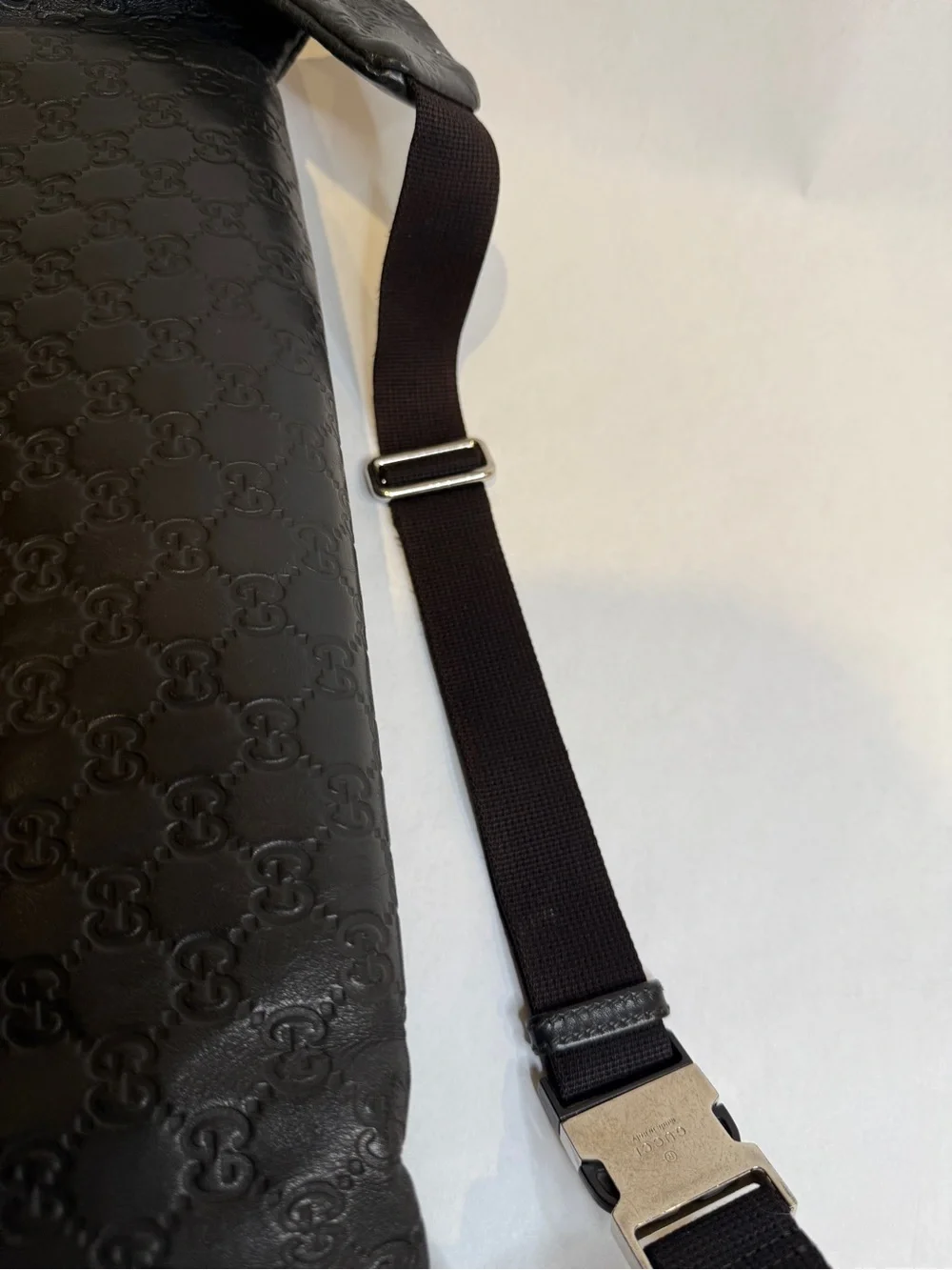 Gucci Black GG Embossed Leather Belt Bag bumbag